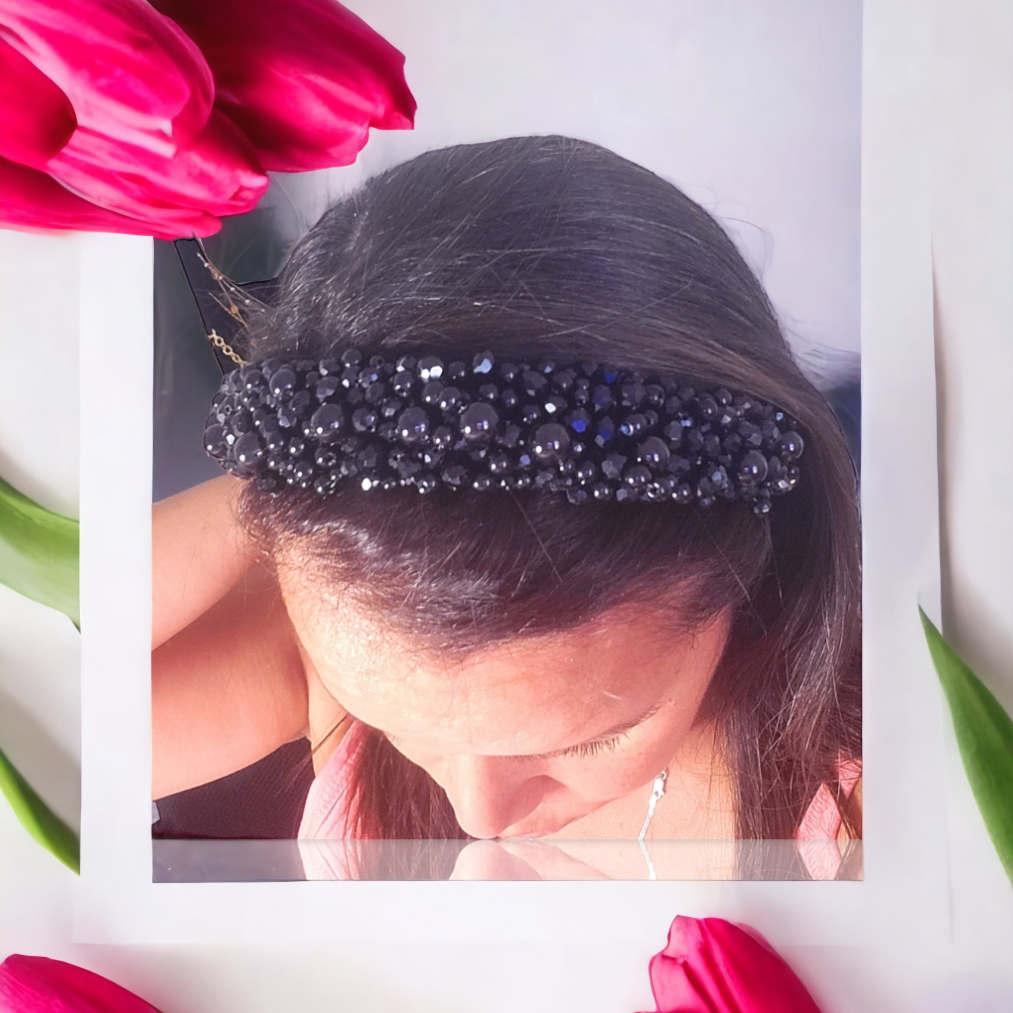 Black Faux Pearl Headband