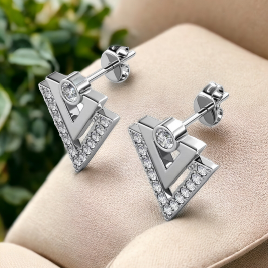 Crystal Triangle Stud Earring