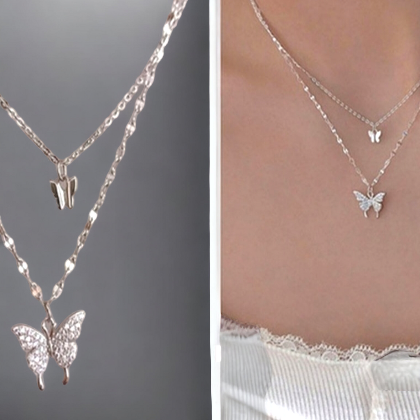 Double Layer Butterfly Necklace