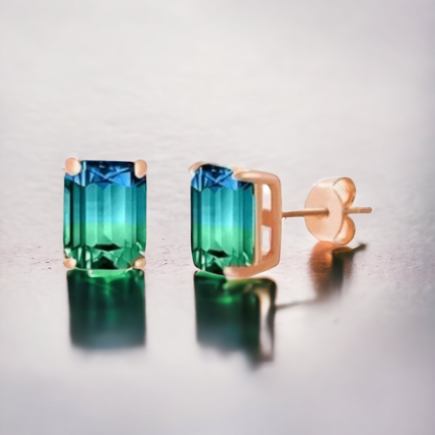 5.0 CTW Emerald Cut Aquamarine Stud