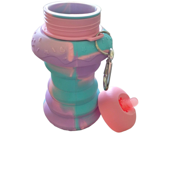 Unicorn Swirl Collapsible Water Bottle – Portable & Leakproof