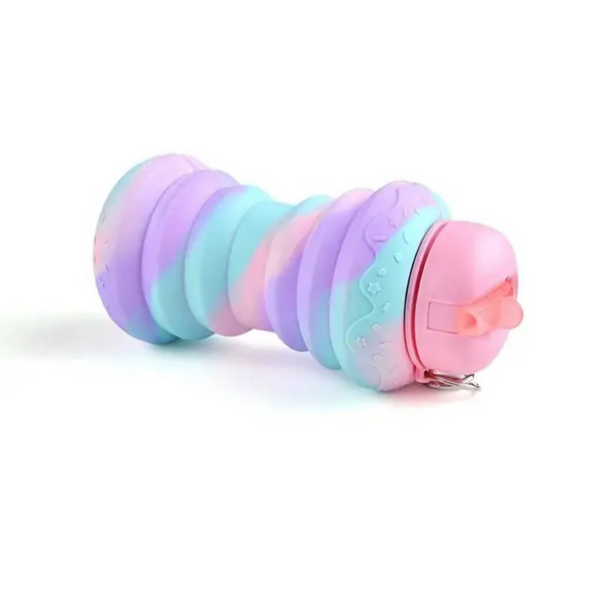 Unicorn Swirl Collapsible Water Bottle – Portable & Leakproof