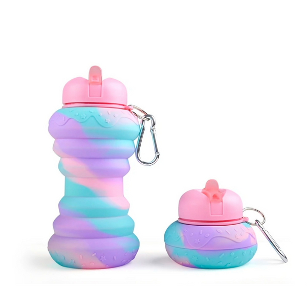 Unicorn Swirl Collapsible Water Bottle – Portable & Leakproof