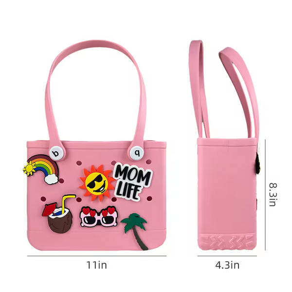 Mom Life Charm Tote Set – With Keychain & Collapsible Bottle (Pastel Edition)