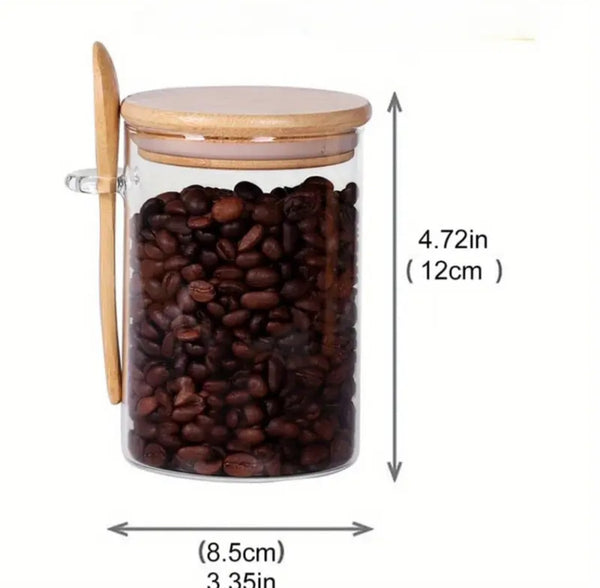 Airtight Glass Jar Set with Bamboo Lid & Spoon – 2 Pack