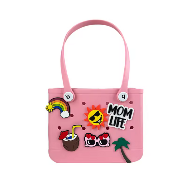 Mom Life Charm Tote Set – With Keychain & Collapsible Bottle (Pastel Edition)