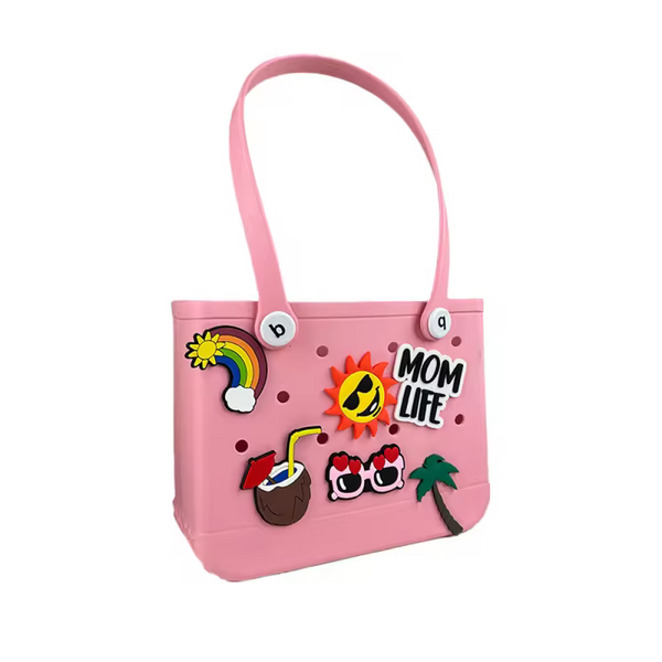 Mom Life Charm Tote Set – With Keychain & Collapsible Bottle (Pastel Edition)