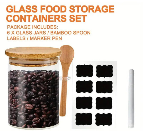 Airtight Glass Jar Set with Bamboo Lid & Spoon – 2 Pack