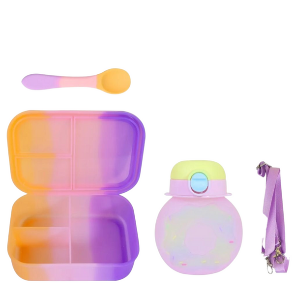 Pastel Kids Lunch Box Set with Spoon & Water Bottle – Leakproof & BPA-Free