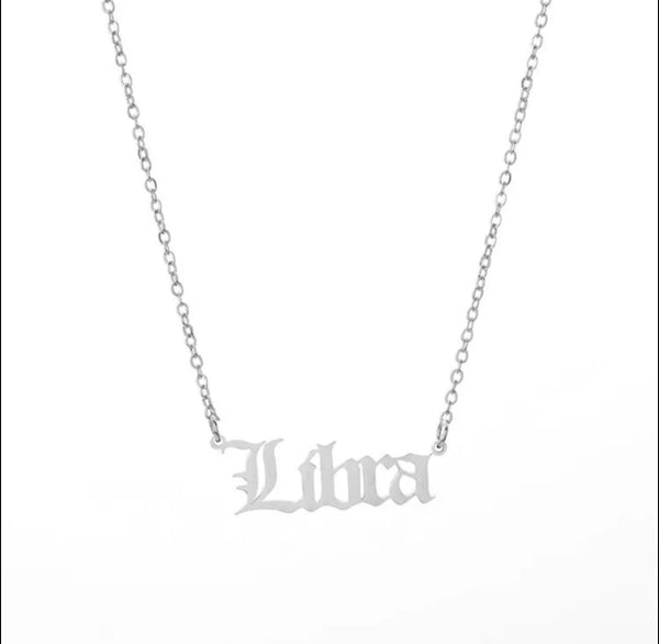Astrology Zodiac Letters Pendant Necklace