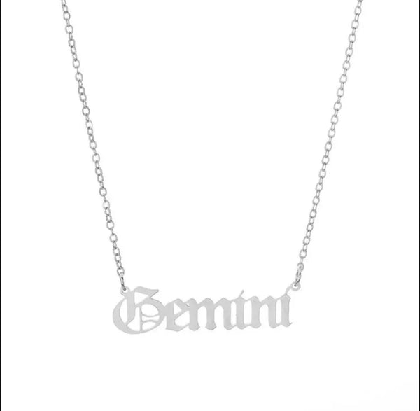 Astrology Zodiac Letters Pendant Necklace