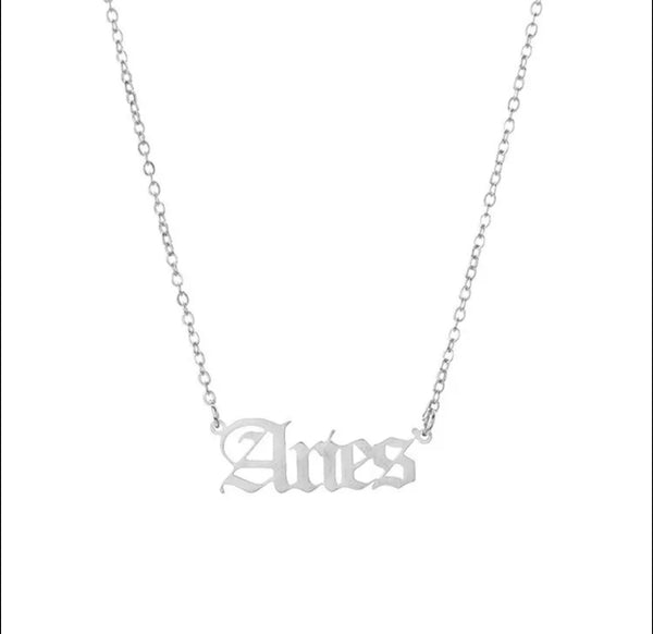 Astrology Zodiac Letters Pendant Necklace