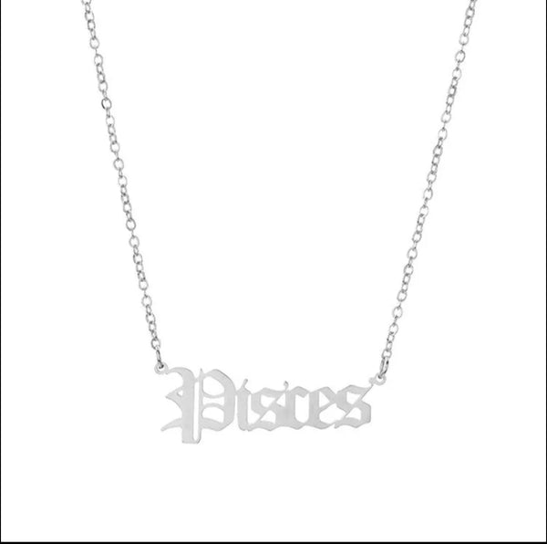 Astrology Zodiac Letters Pendant Necklace