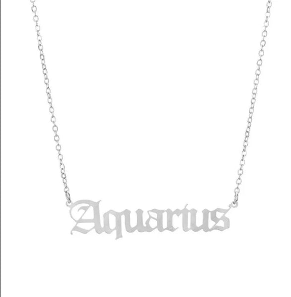 Astrology Zodiac Letters Pendant Necklace