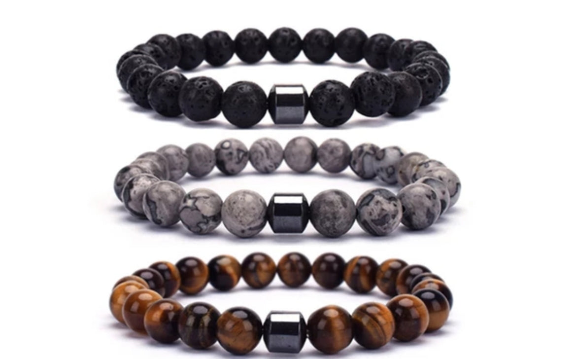 Strech Natural Stone lava Bracelet