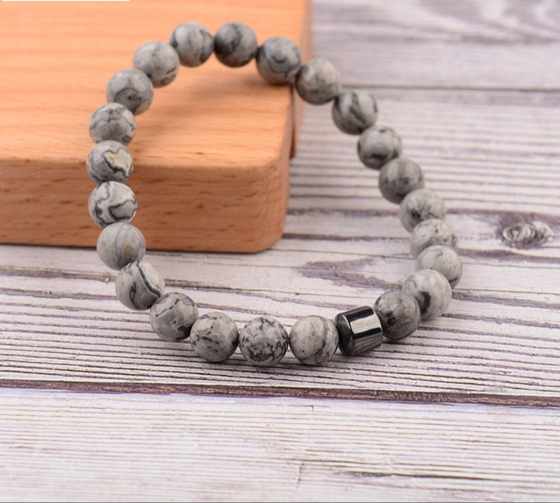 Strech Natural Stone lava Bracelet