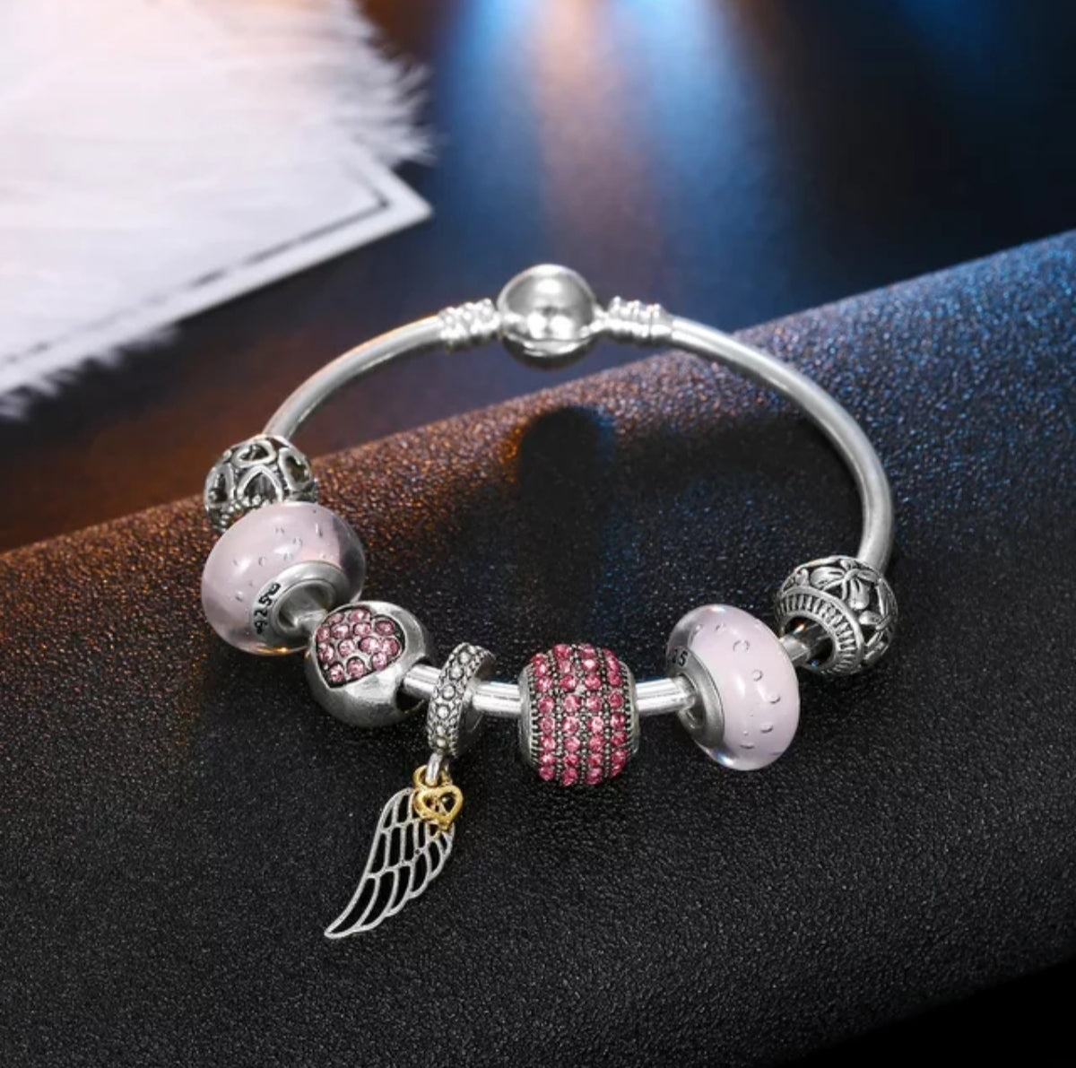 Siver Crystal Beads  Wing Bracelet for Kids.