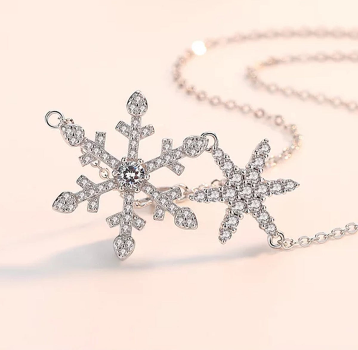 Double Snowflake Necklace