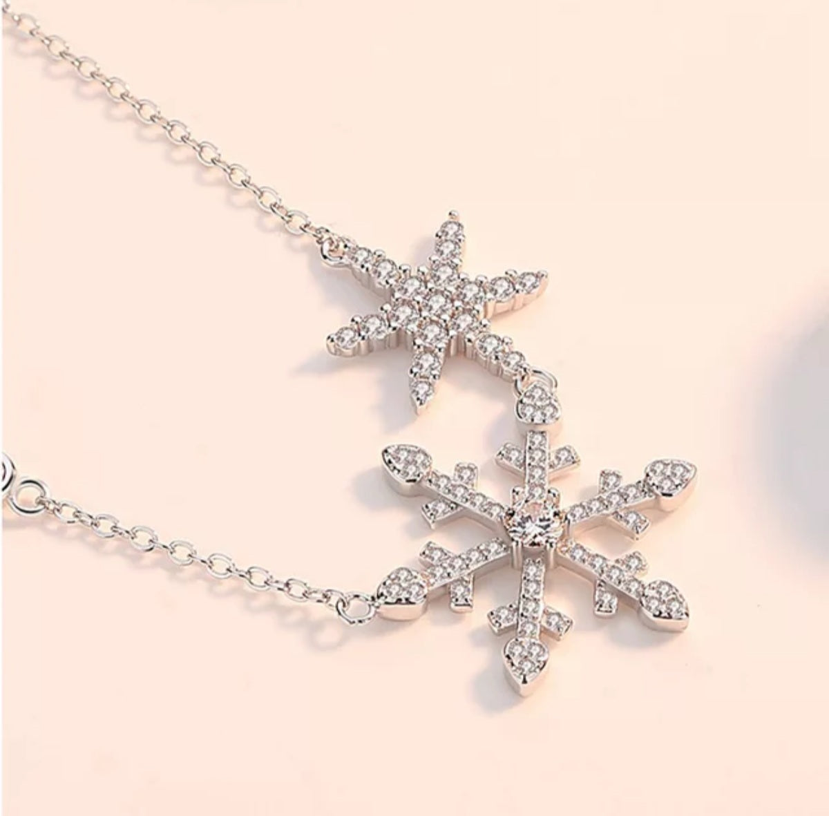 Double Snowflake Necklace