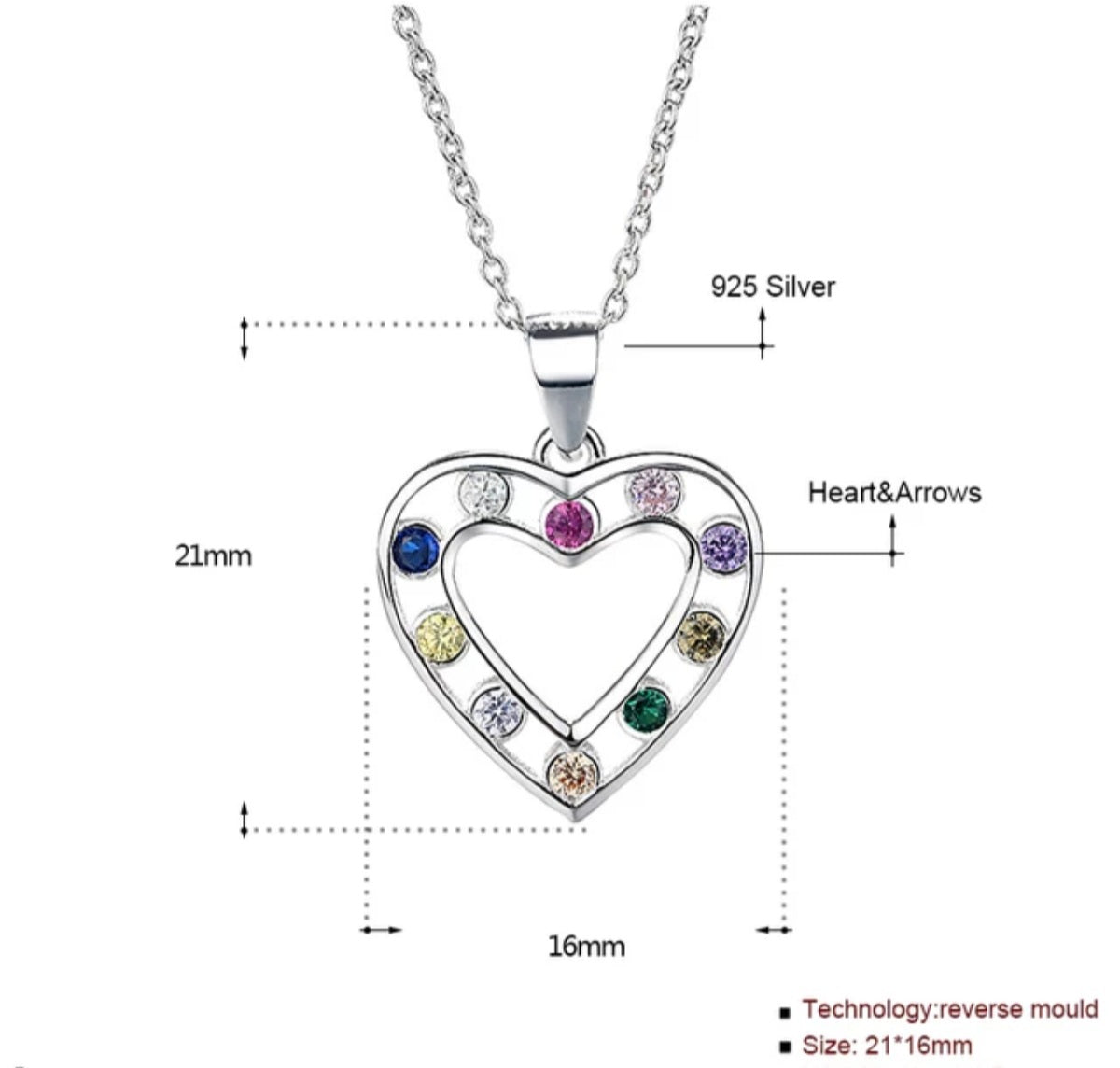 Multicolor Heart Necklace