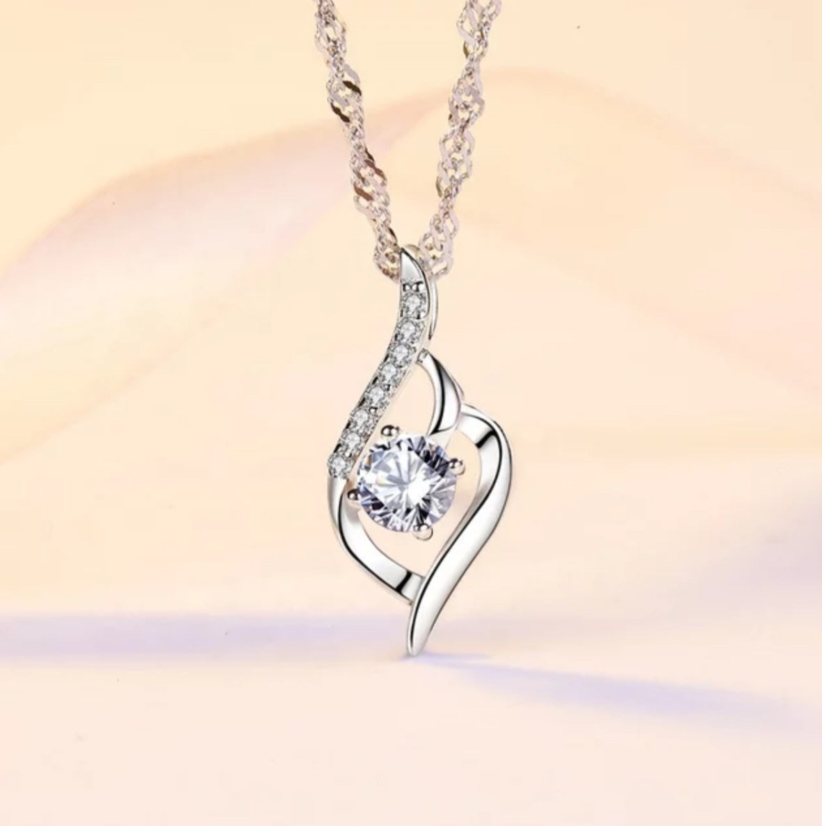 Cubic Zirconia Twist Pendant