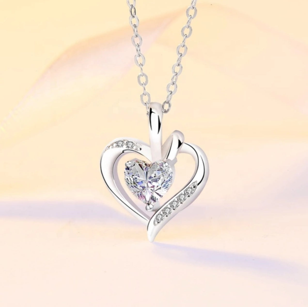 CZ Double Heart Necklace