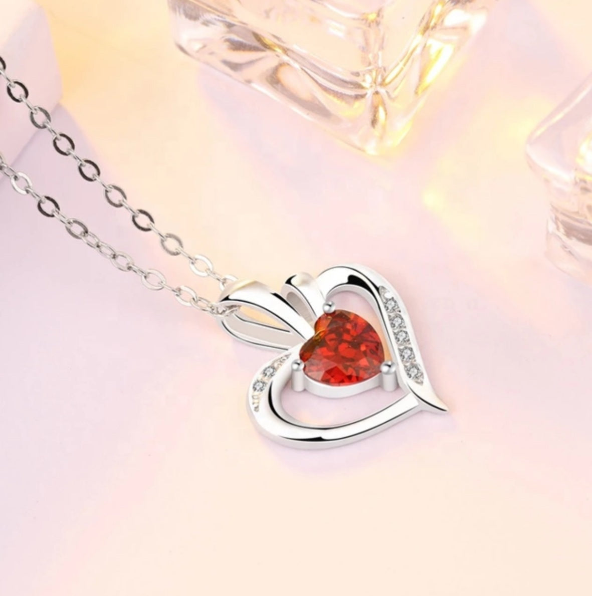 CZ Double Heart Necklace