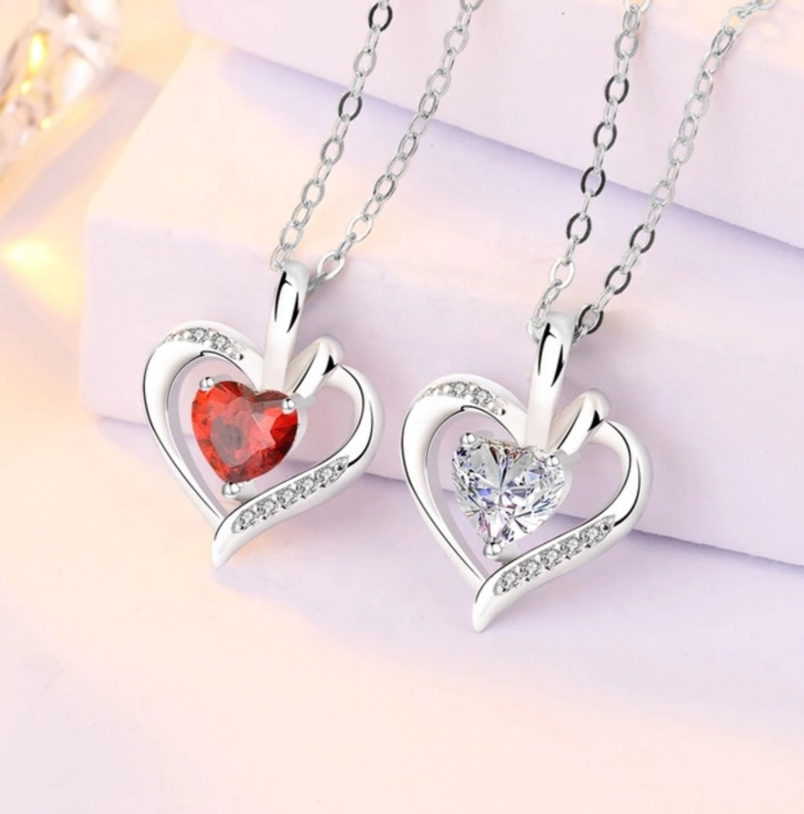 CZ Double Heart Necklace