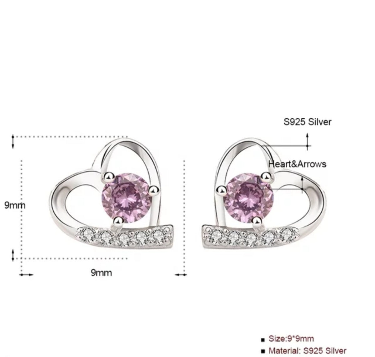 CZ Heart Stud Earring