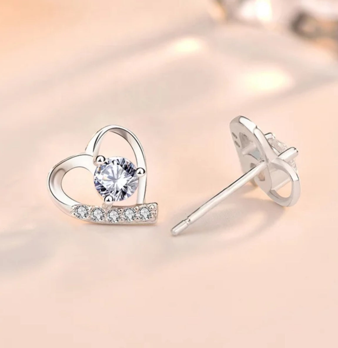 CZ Heart Stud Earring