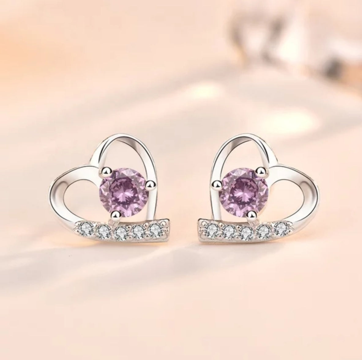 CZ Heart Stud Earring