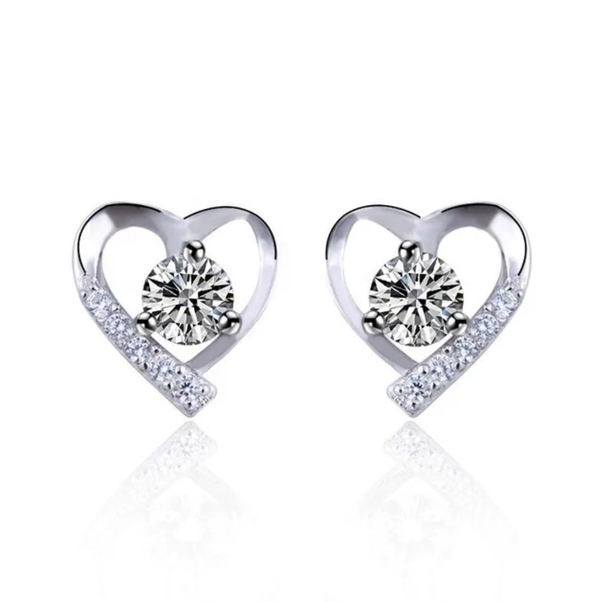 CZ Heart Stud Earring