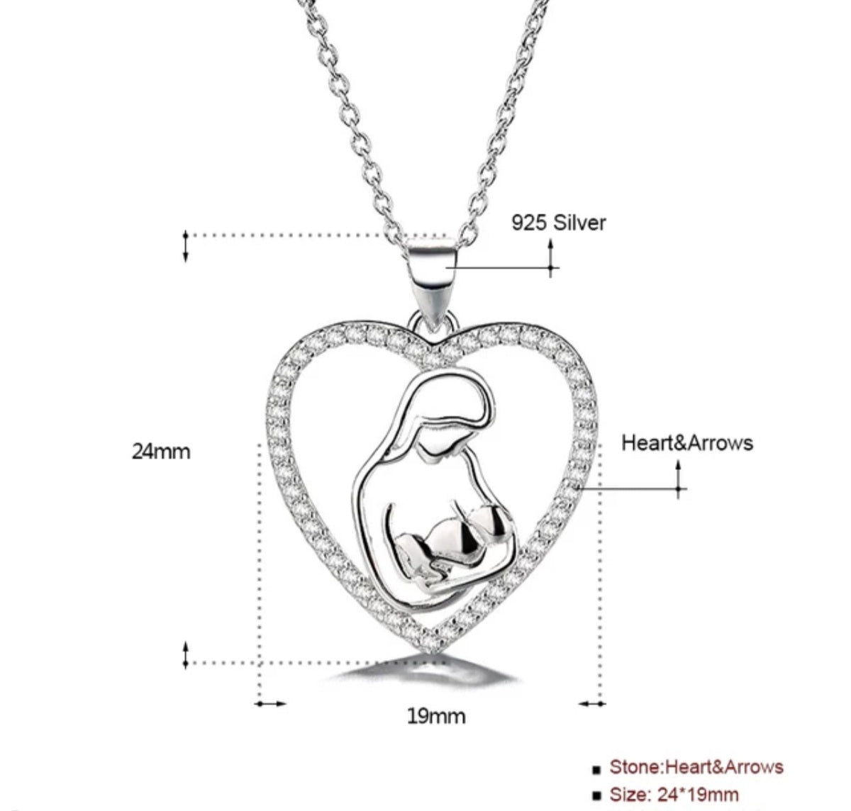 Mom and Baby Heart Necklace.