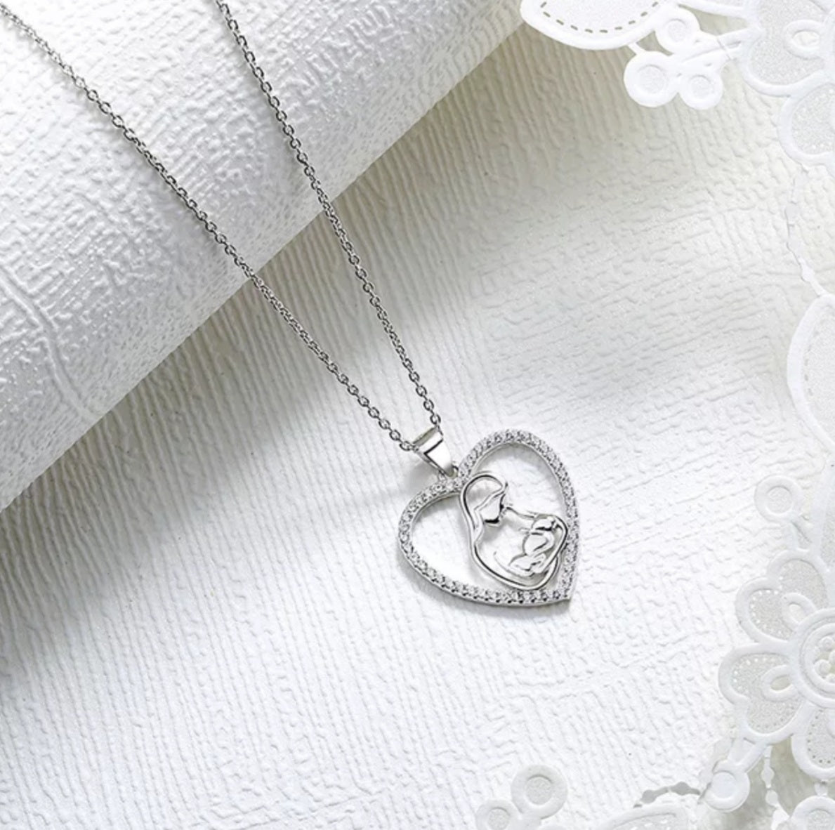 Mom and Baby Heart Necklace.