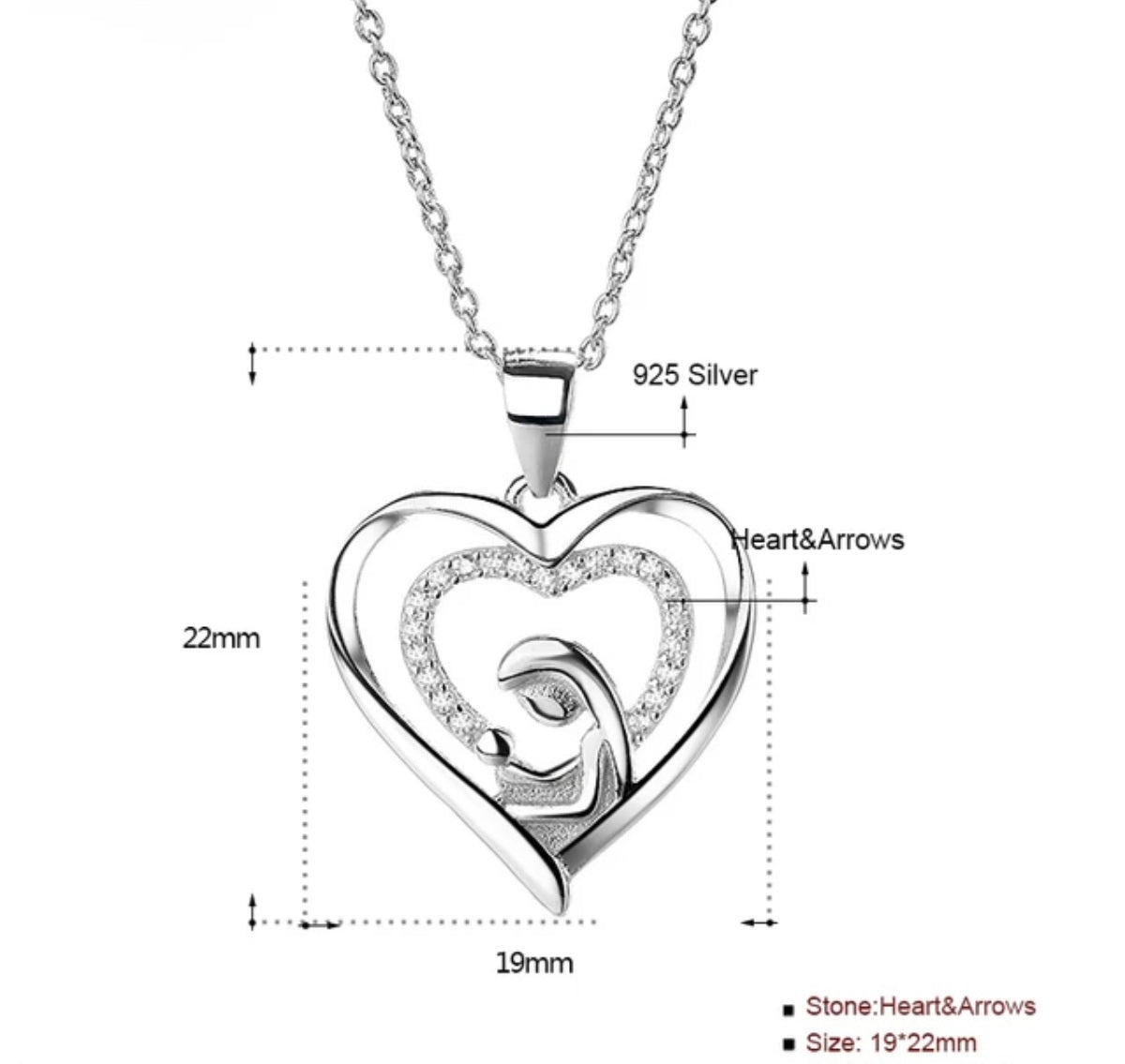 Double Heart Mom Necklace