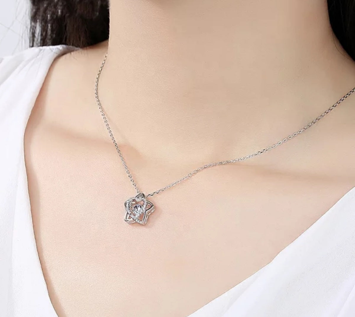 Star Floating Crystal  Necklace