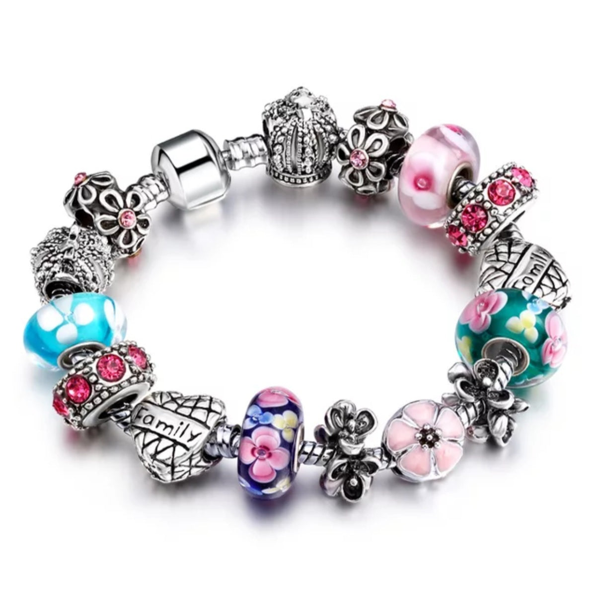 Family Charms Beads Bracelet