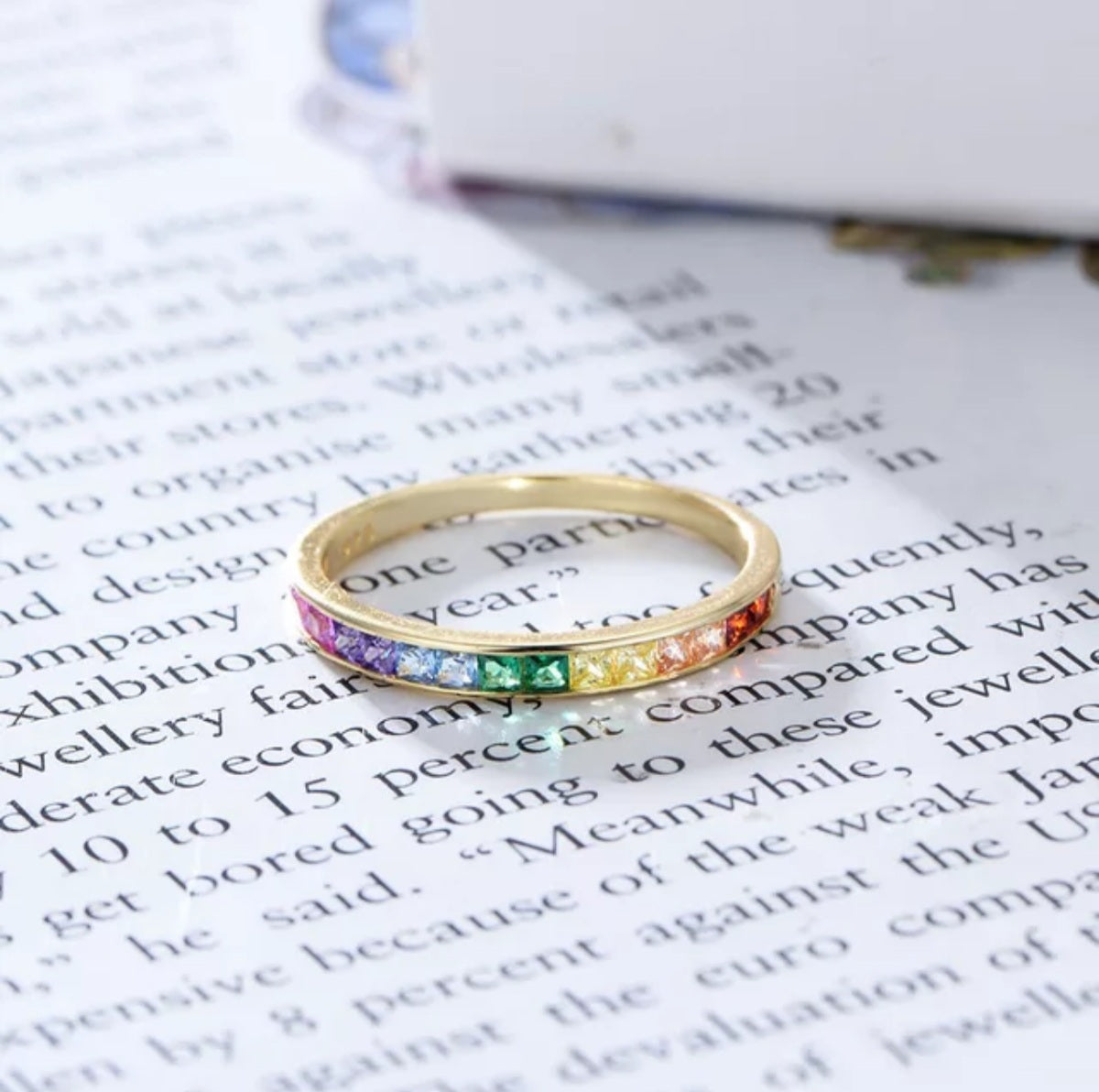 Gold  Eternity Multicolor Ring