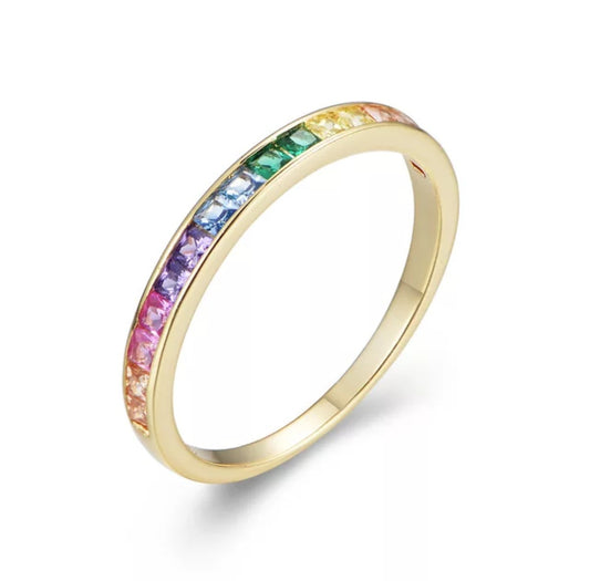 Gold  Eternity Multicolor Ring