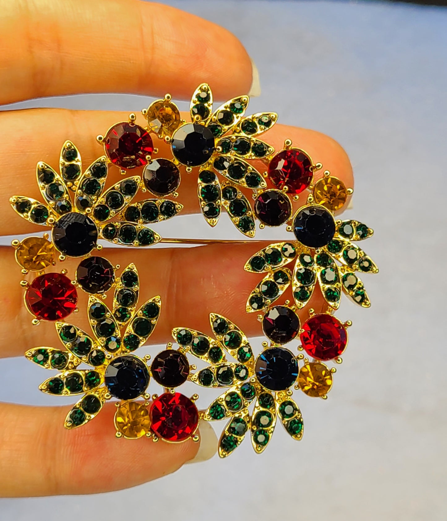 Multicolor Rhinestones Brooch