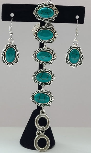 Vintage Turquoise Jewelry Set – Necklace, Bracelet & Earrings
