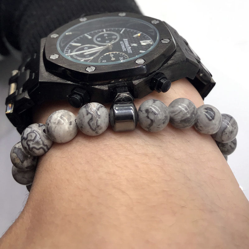 Strech Natural Stone lava Bracelet