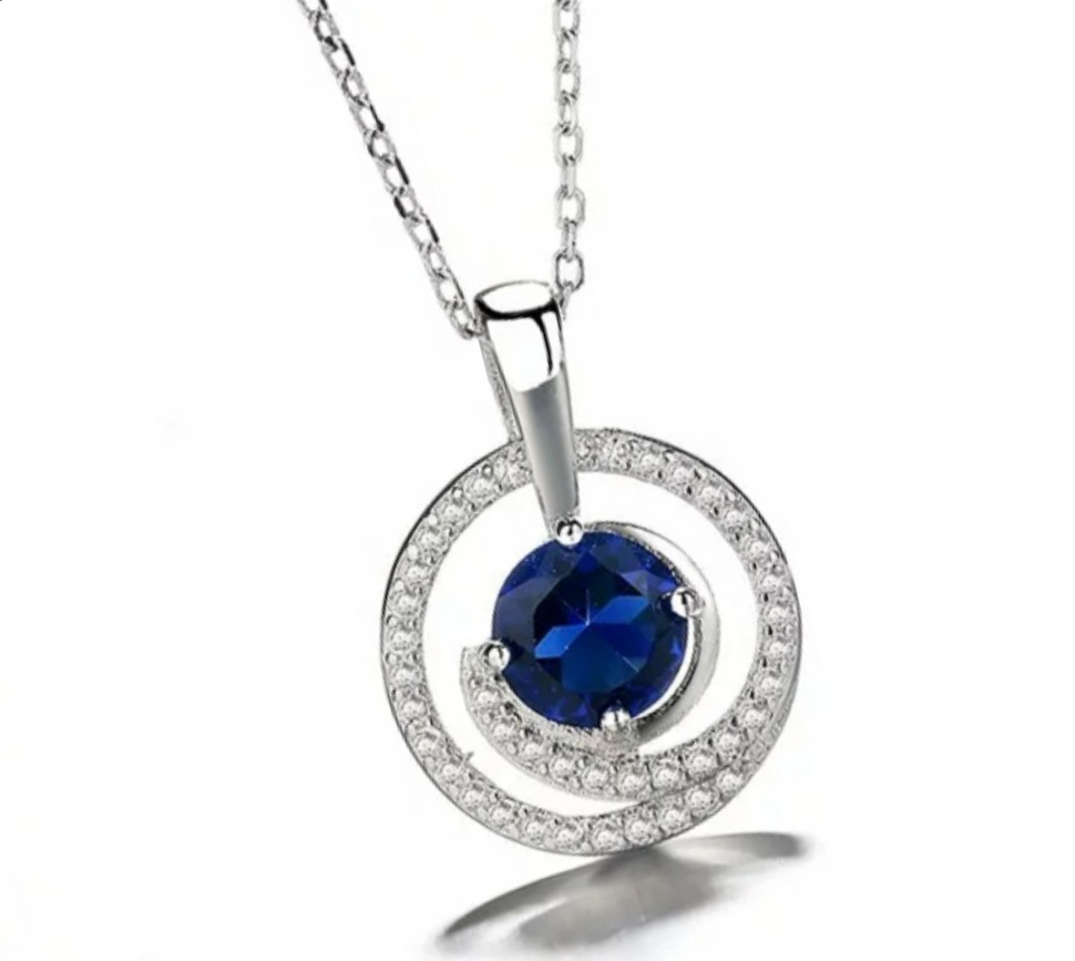 Round  Sapphire Necklace