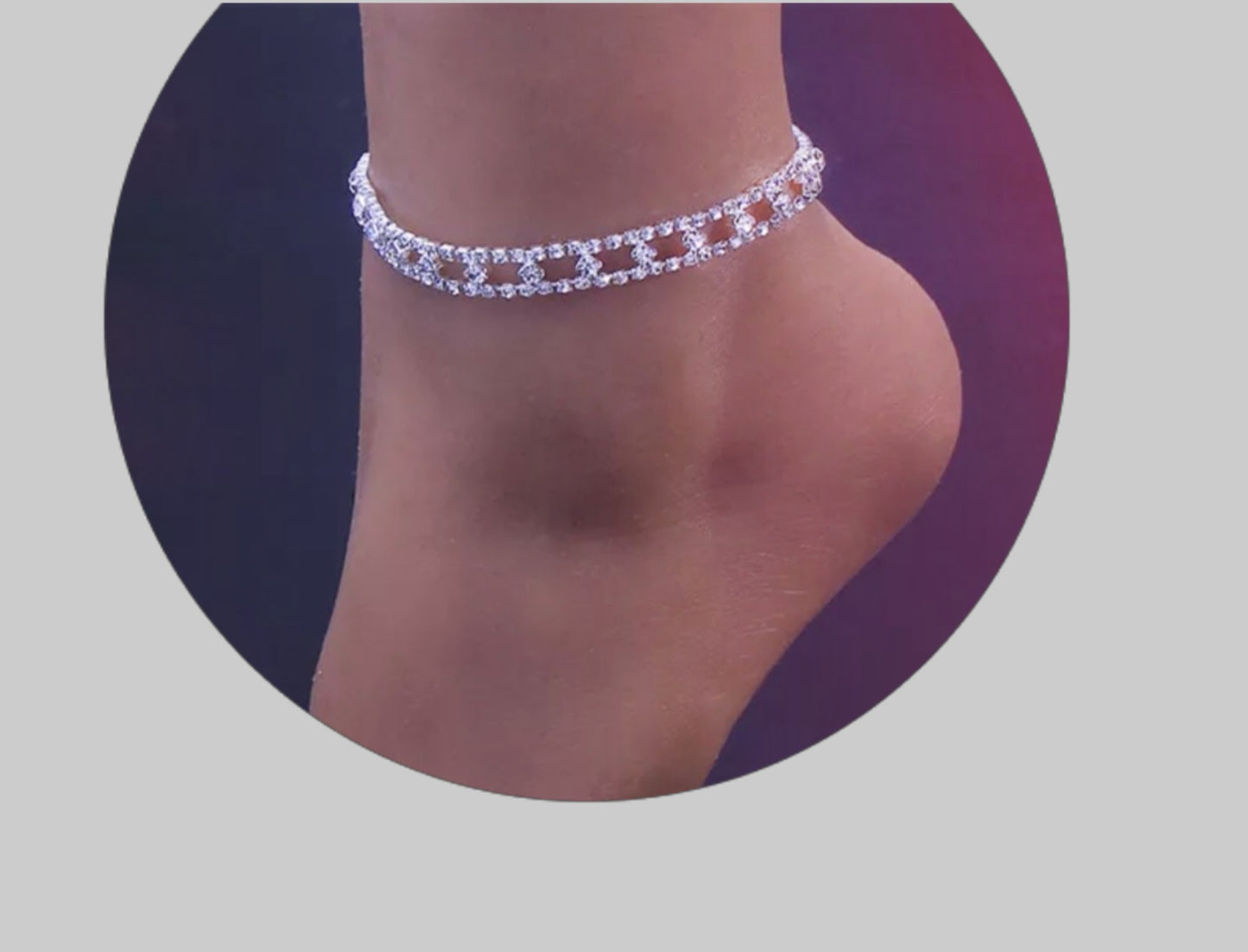 Double Round Rhinestone Anklet