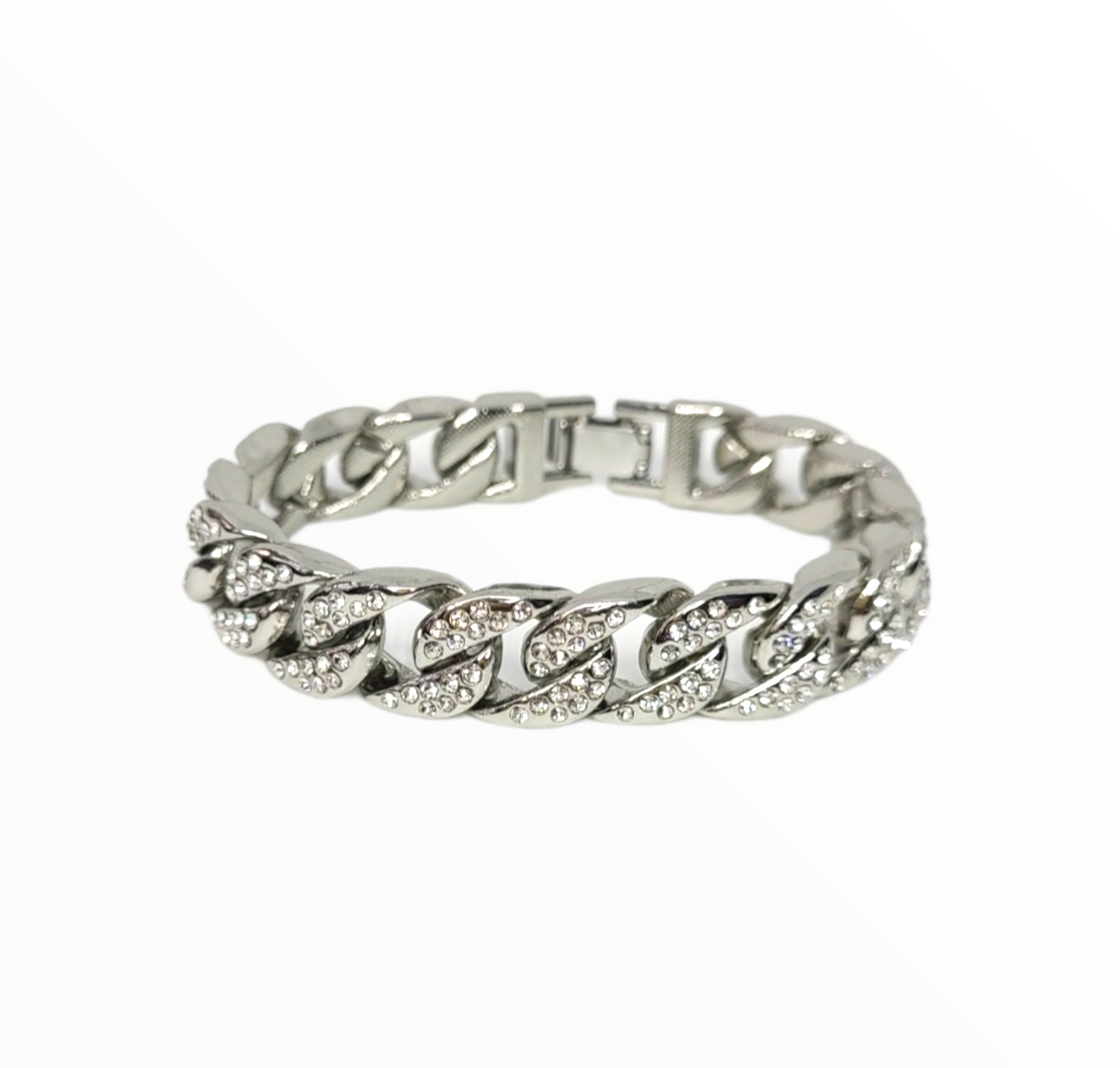 Diamond Simulated Link Men"s Bracelet