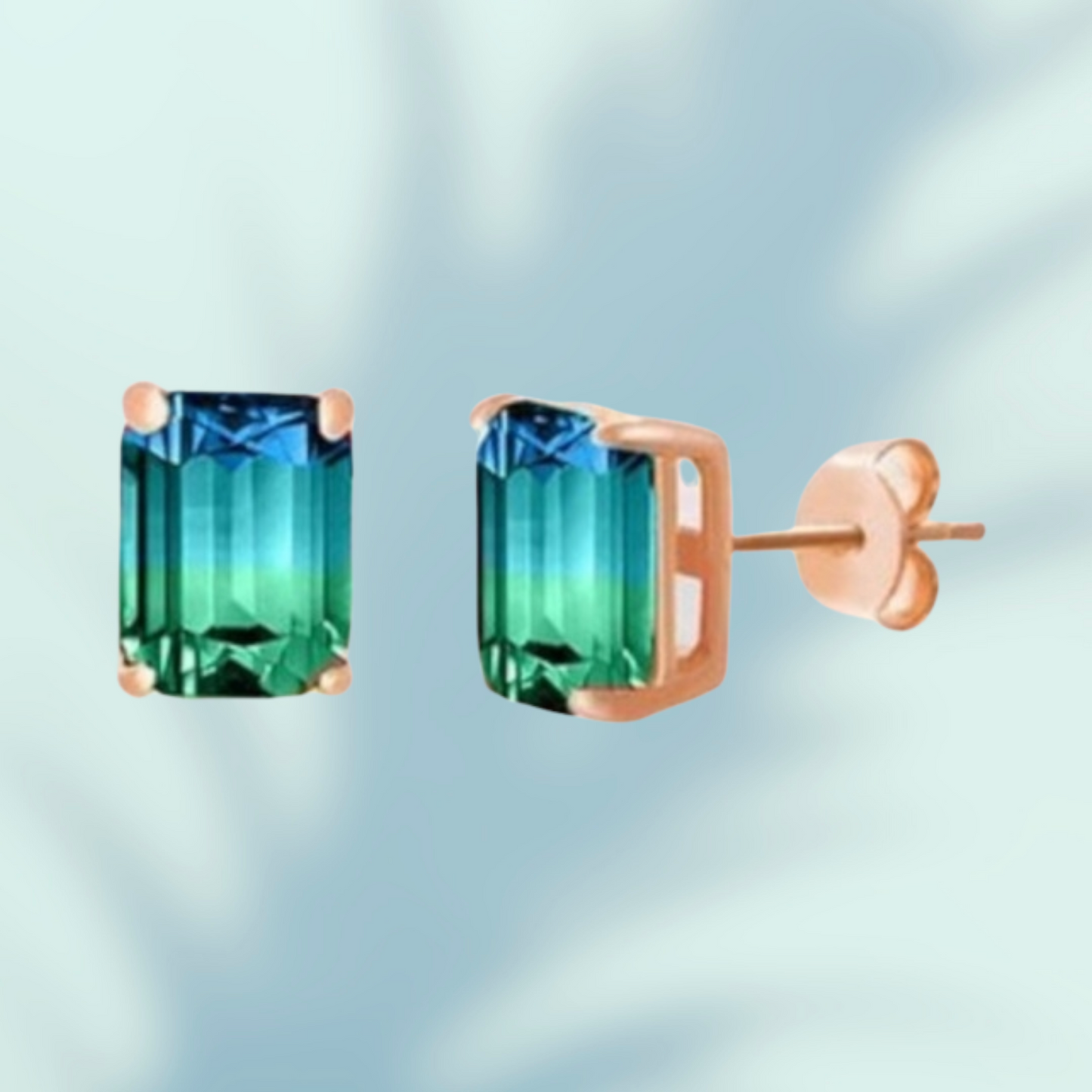 5.0 CTW Emerald Cut Aquamarine Stud