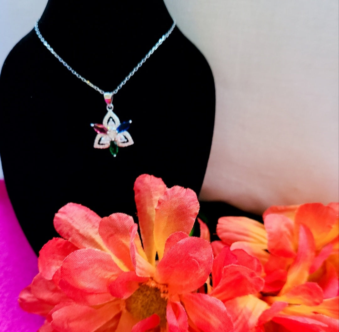 Semi-Precious Stone Flower Necklace