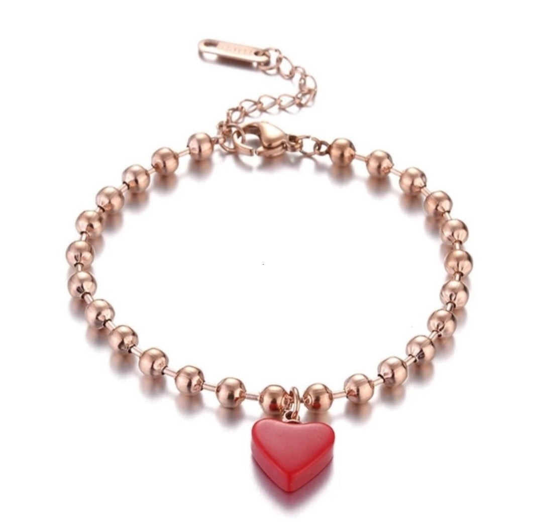 Red Heart Charm Bracelet