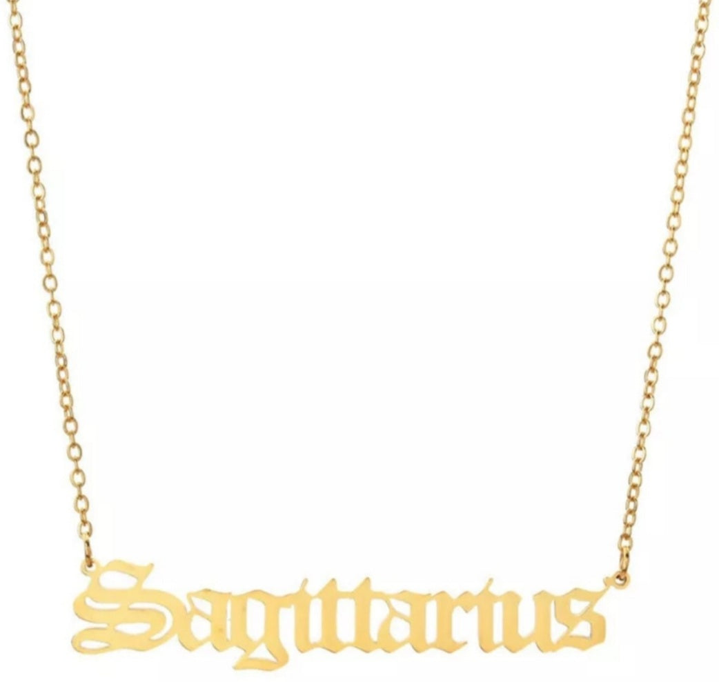 Astrology Zodiac Letters Pendant Necklace