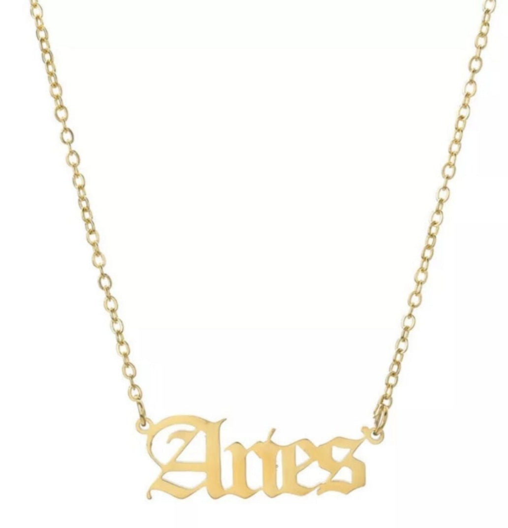 Astrology Zodiac Letters Pendant Necklace